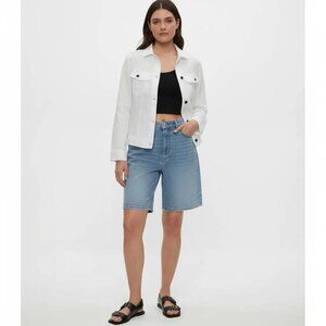 Jones & Co. 100% Linen White Button Front Collared Jean-Style Jacket Size 3X